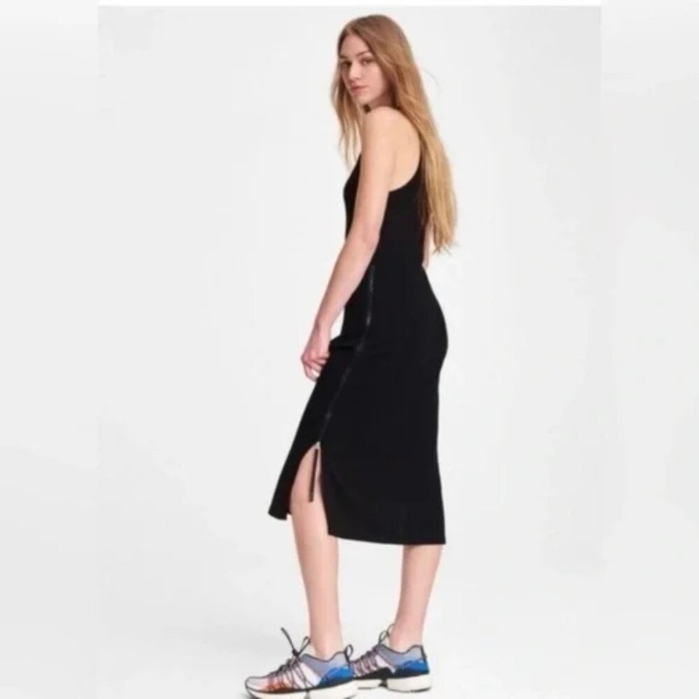 Rag & Bone The Knit Rib Zip Tank Midi Dress in Black Small